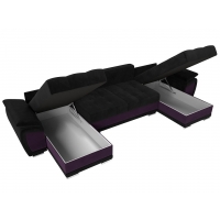 Диван П-образный Нэстор (велюр чёрный фиолетовый) - Изображение 5
